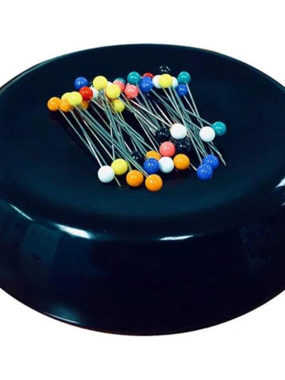 Magnetic Sewing Pincushion with 50 Plastic Head Pins – Magnet Pin Organizer for
